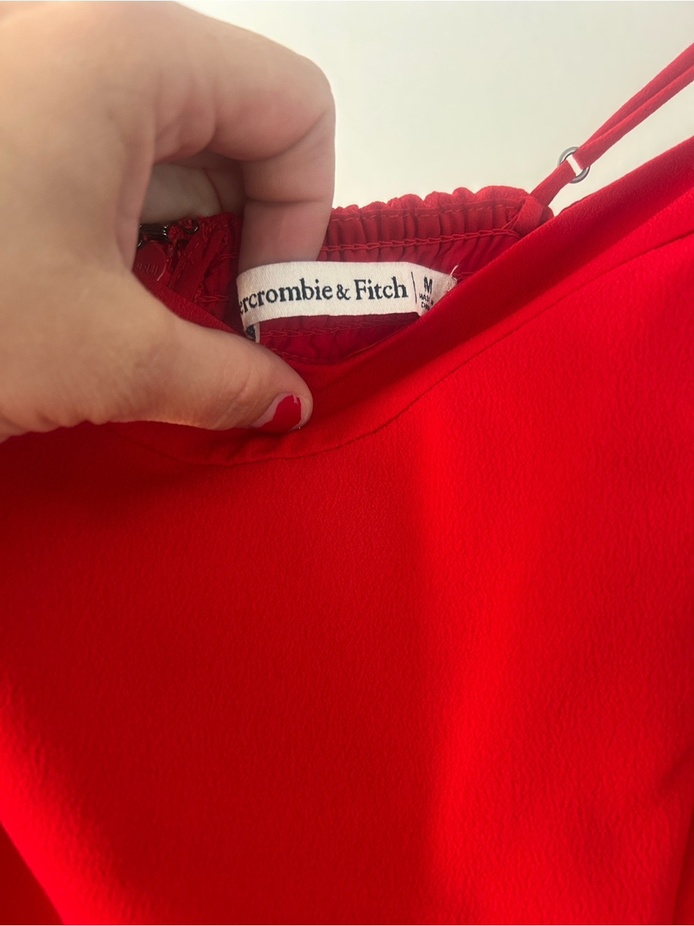 Abercrombie & Fitch Red Spaghetti-Strap Midi Dress with Side Slit - Picture 7 of 9